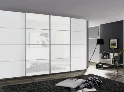 Dulap alb alpin/sticla alba 361x211x62cm SYNCRONO