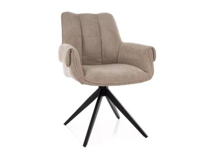 Scaun tapitat GIO rotativ, material textil dark beige 62x62xH86cm, picioare negre