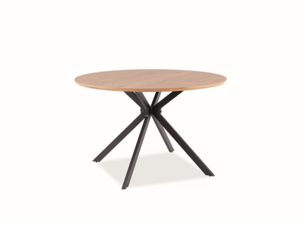 Masa ASTER din MDF si furnir stejar, metal negru 120xH76cm