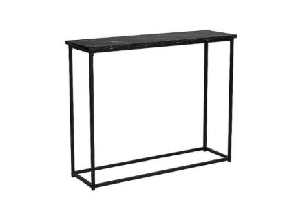Consola ROSSI C din PAL cu efect de marmura neagra 100x30xH80cm, metal negru