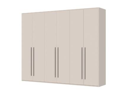 Dulap cu 6 usi cu balamale OPERA 272x224x56cm casmir, manere maro