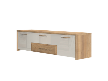 Comoda TV cu 2 usi si 2 sertare GALA 184x48x46cm bej lucios/ nuc Pacific