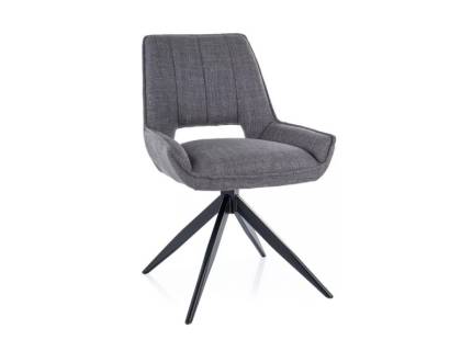 Scaun tapitat TELLO BJORN rotativ, material textil grey 54x61xH84cm, picioare negre