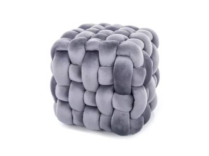 Taburet FARIS VELVET cu design cozy, catifea gri 45x45xH41cm 