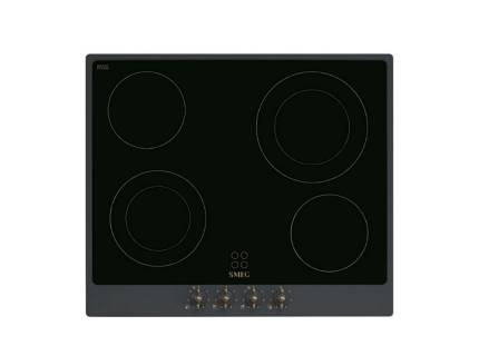 Plita incorporabila vitroceramica retro Smeg Colonial P864AO, 60 cm, rama antracit, butoane alama