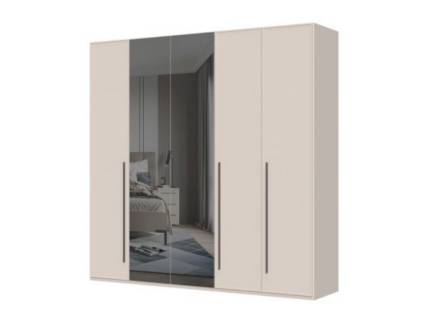 Dulap cu 5 usi cu usi balamale OPERA 227x224x56cm casmir/ oglinda, manere maro