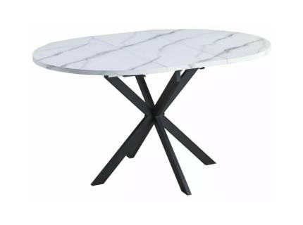 Masa extensibila GASTON WHITE 100 din MDF cu efect de marmura alba, metal negru 100-135xH76cm