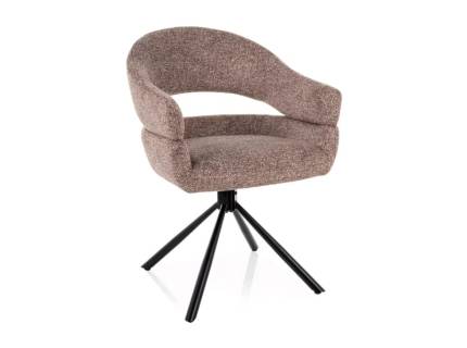 Scaun tapitat BORGO LEO rotativ, material textil cappuccino 58x60xH87cm, picioare negre 