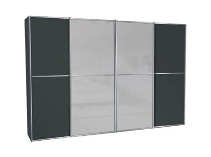 Dulap cu 4 usi glisante 373x222x68cm antracit mat/ antracit mat - sticla gri, maner crom model 42 SINFONIE PLUS  