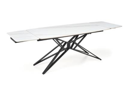 Masa extensibila ALFREDO din marmura alba, metal negru 160-240x91xH76cm