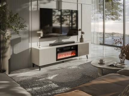 Comoda TV semineu cu 2 usi RANDOM 2 180x52x40cm casmir/ nuc