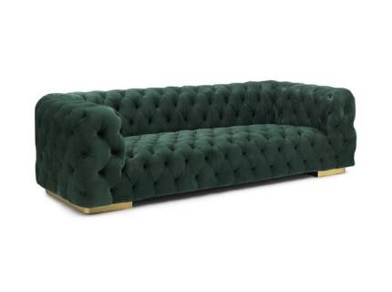 Canapea CHESTER VELVET 3 fixa, catifea verde 242x97cm