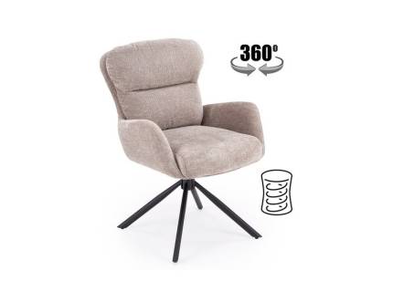 Scaun tapitat K593 rotativ, cu arcuri, material textil grey 55x69xH89cm, picioare negre