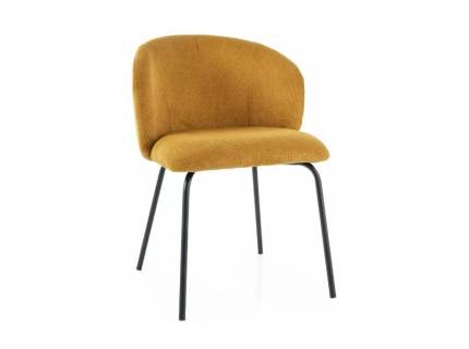 Scaun tapitat KEVIN VARDO minimalist, material textil curry 57x57xH79cm, picioare negre