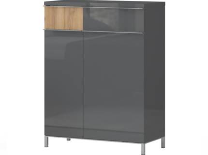 Pantofar cu 2 usi si 1sertar ONYX 76x101x35cm antracit lucios/ nuc Pacific