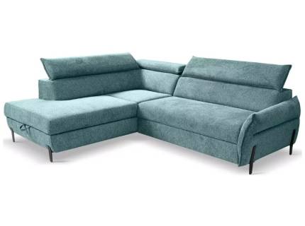 Coltar extensibil ROMEO cu lada pentru depozitare, tetiere reglabile, personalizabil 257x212cm