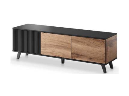 Comoda TV cu 3 usi RANDOM 150x47x40cm stejar/ negru