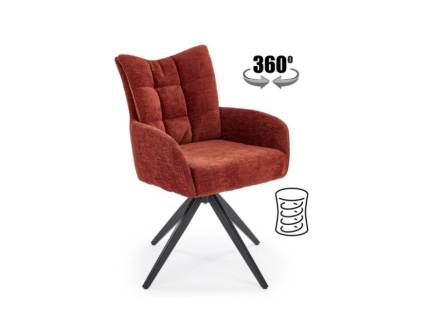 Scaun tapitat K540 rotativ, cu arcuri, material textil cinnamon 46x63xH89cm, picioare negre