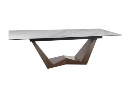 Masa extensibila BONUCCI CERAMIC WHITE din ceramica italiana cu efect de marmura alba Statuario Veneto, nuc 200-250x98xH76cm