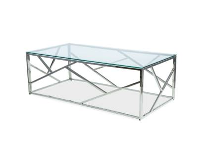Masuta ESCADA A SILVER din sticla transparenta, metal crom 120x60xH40cm
