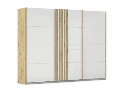 Dulap cu usi glisante MOSBACH 271x210x62cm stejar Artisan/ sticla alba