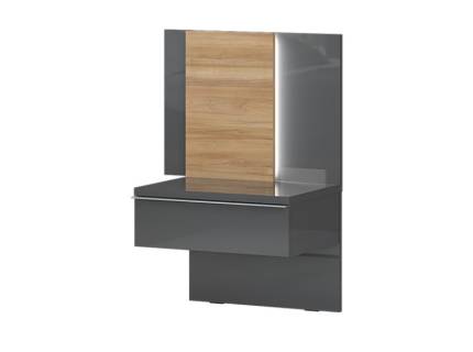 Noptiera cu 1 sertar ONYX 56x43x40cm antracit lucios/ nuc Pacific, maner crom