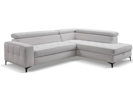 Coltar extensibil NALA cu lada pentru depozitare, tetiere reglabile, personalizabil 251x203cm