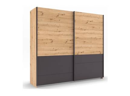 Dulap cu usi glisante BILBAO 226x210x62cm stejar artisan/ gri metalic, maner gri metalic