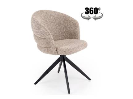 Scaun tapitat K604 rotativ, material textil beige 65x62xH85cm, picioare negre