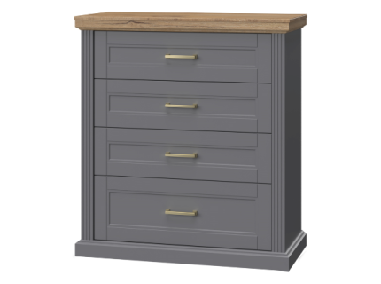 Comoda cu 4 sertare TARA GREY 101x112x48cm grafit/ Nuc Pacific