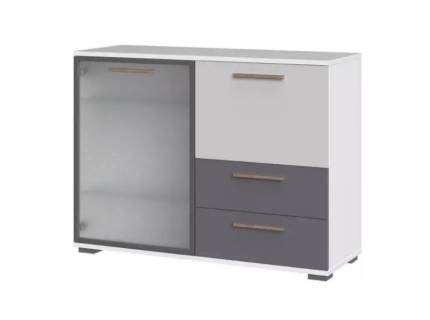 Comoda cu 1 usa din sticla, 1 usa mata si 2 sertare C9 ALL ROOM CONCEPT 111x83x40cm configurabila