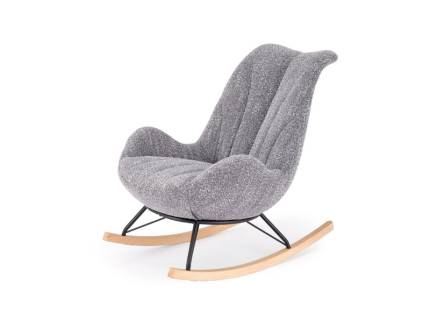 Fotoliu LUIS cu functie de balansare, material textil plusat grey, picioare nuanta lemnului + negru 80x100xH100cm