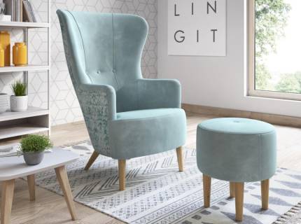 Fotoliu HAWK cu spatar inalt, picioare nuanta lemnului 78x95xH115cm