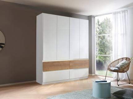 Dulap cu 4 usi cu balamale si 4 sertare WINNIPEG 181x210x56cm alb alpin/ halifax