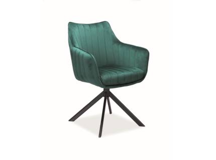 Scaun tapitat AZALIA VELVET rotativ, catifea green 61x58xH86cm, picioare negre
