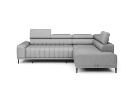 Coltar extensibil CALDO L cu lada pentru depozitare, tetiere reglabile, personalizabil 268x200cm