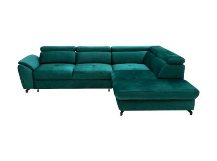 Coltar extensibil MAROLA L cu lada pentru depozitare, tetiere reglabile, personalizabil 277x237cm