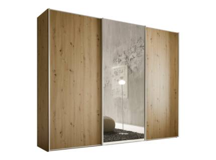 Dulap cu 3 usi glisante 336x240x68cm stejar Artisan/ stejar Artisan - oglinda, maner crom, model 2 SINFONIE PLUS 