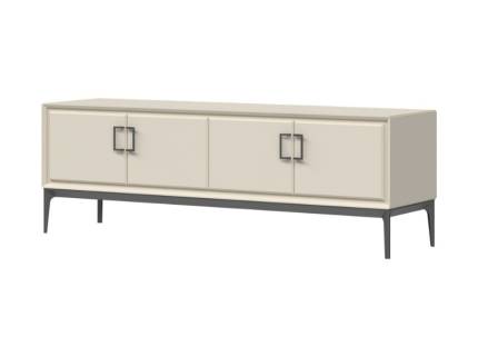 Comoda TV cu 4 usi REGENT 172x58x46cm pepper white, manere si picioare antracit