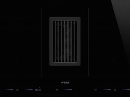 Plita incorporabila cu inductie si hota integrata Smeg HOBD682D1, 80 cm latime, negru