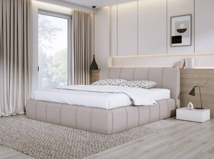 Pat tapitat cu somiera si spatiu pentru depozitare SOUL 140/ 160/ 180cm personalizabil 