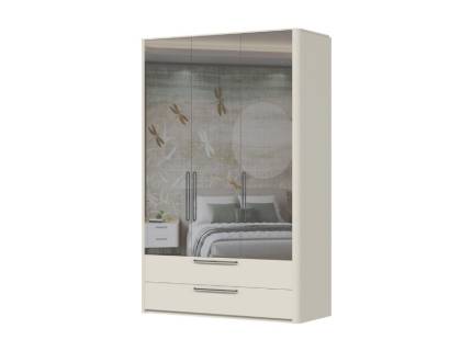 Dulap cu 3 usi cu balamale si 2 sertare AIR 146x225x56cm Pepper White/ oglinda, manere antracit