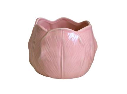 Ghiveci Mic din ceramica in forma de floare roz 
