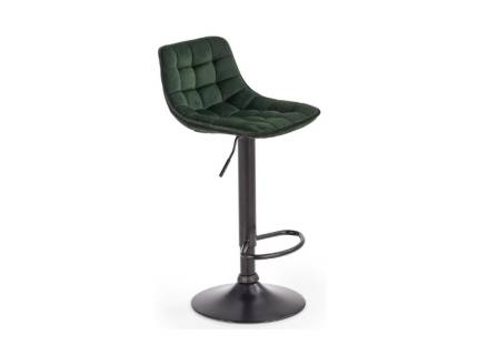 Set 2 scaune tapitate pentru bar H95 reglabil pe inaltime, catifea green 43x35xH84-106cm, picior negru