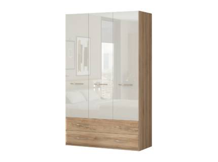Dulap cu 3 usi si 2 sertare GALA 137x224x57cm bej lucios/ Nuc Pacific