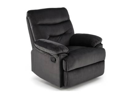 Fotoliu DRAGER cu recliner manual, catifea black 77x90-160xH105cm