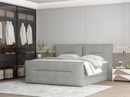 Pat boxspring cu spatiu pentru depozitare ELMA 140/ 160/ 180cm personalizabil