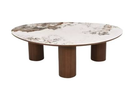 Masuta ADELIS NUT din MDF si ceramica PANDORO WHITE 110x80xH35cm