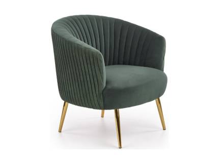 Fotoliu CROWN catifea verde, picioare aurii 78x72xH80cm