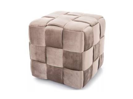 Taburet CASEL VELVET cu design impletit, catifea bej 42x42xH42cm
